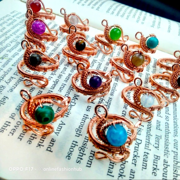 Ring handmade copper different stone different style - Picture 2 of 7
